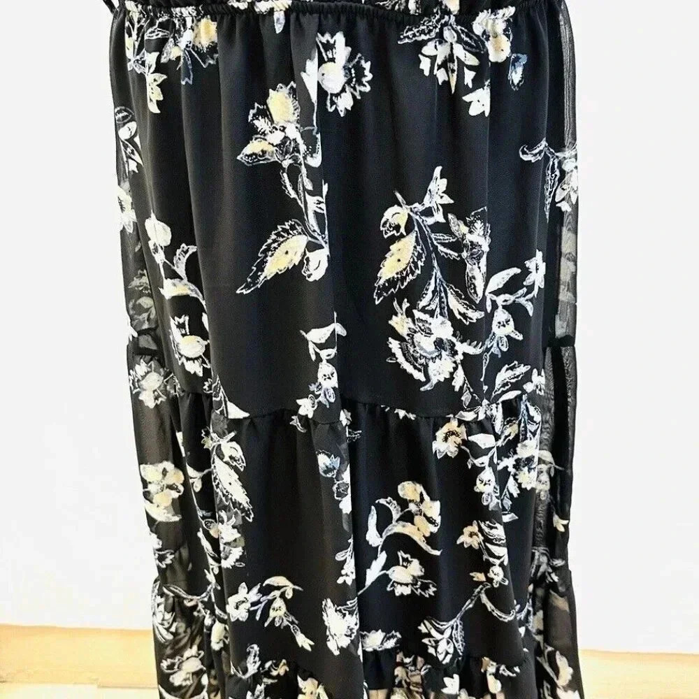 NWT WALLFLOWER Women Sleeveless Pullover High Neck Lined Floral Maxi Dress Large - Picture 9 of 13